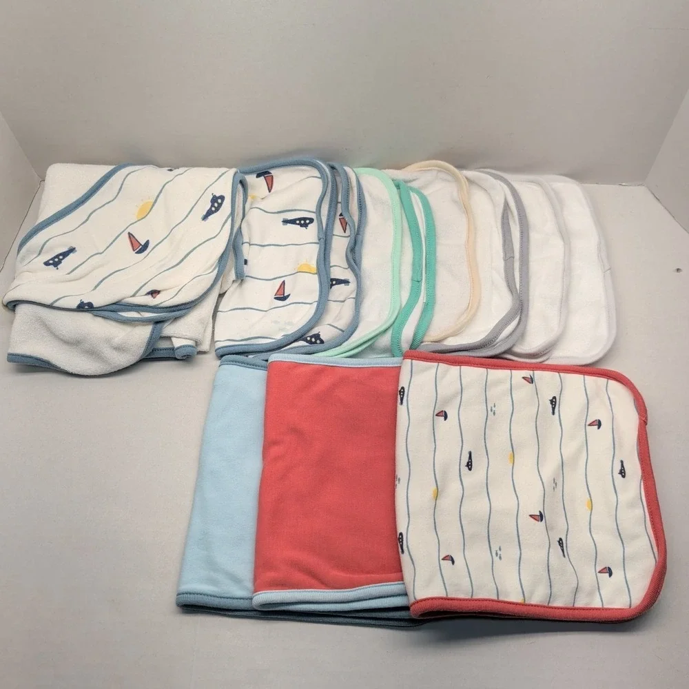 Cloud Island Baby Towel Washcloth Burp Cloth Sailboat Submarine Bath Bundle